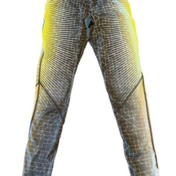 Nike Pro XS Printed Compression Leggings Black/Yellow Geometric Design - Picture 1 of 5